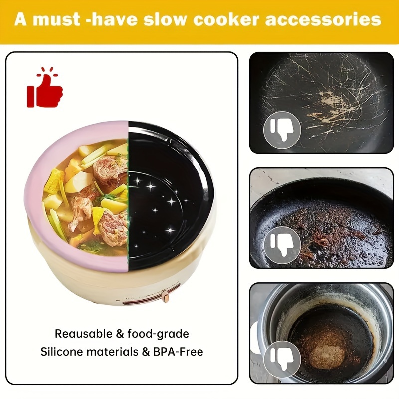silicone slow cooker liners reusable cooking liner for 6 8 quarts slow cooker leakproof dishwasher safe cooker bags liners for oval or round 7 8qt slow cooker details 4