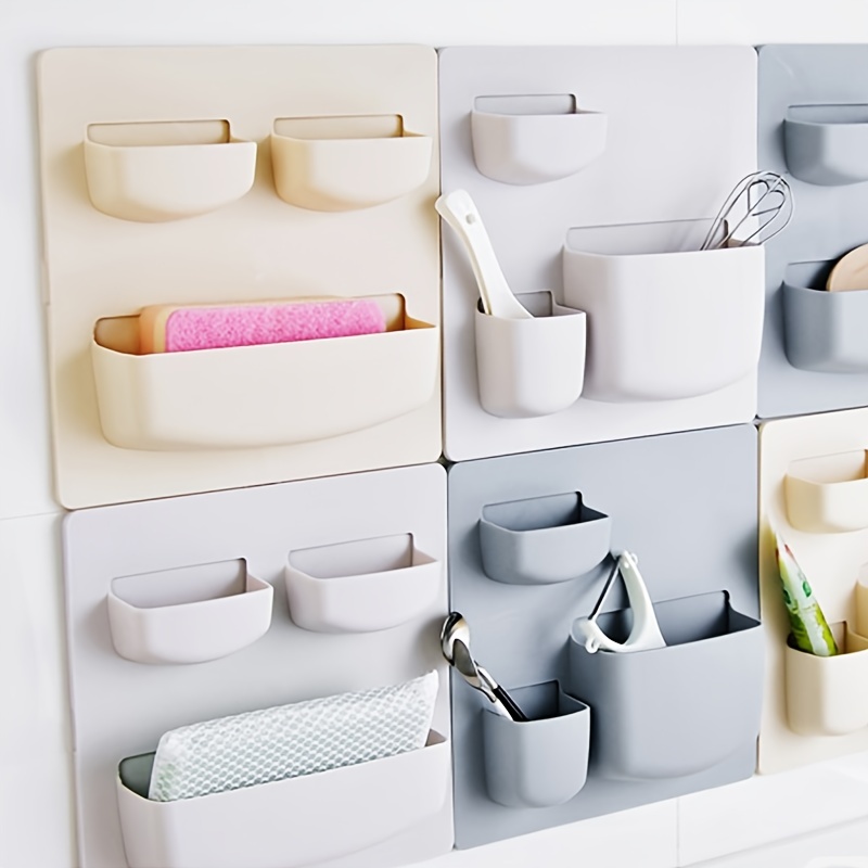 1pc adhesive wall storage rack bathroom wall storage rack refrigerator shelf no punching wall hanging storage rack details 3