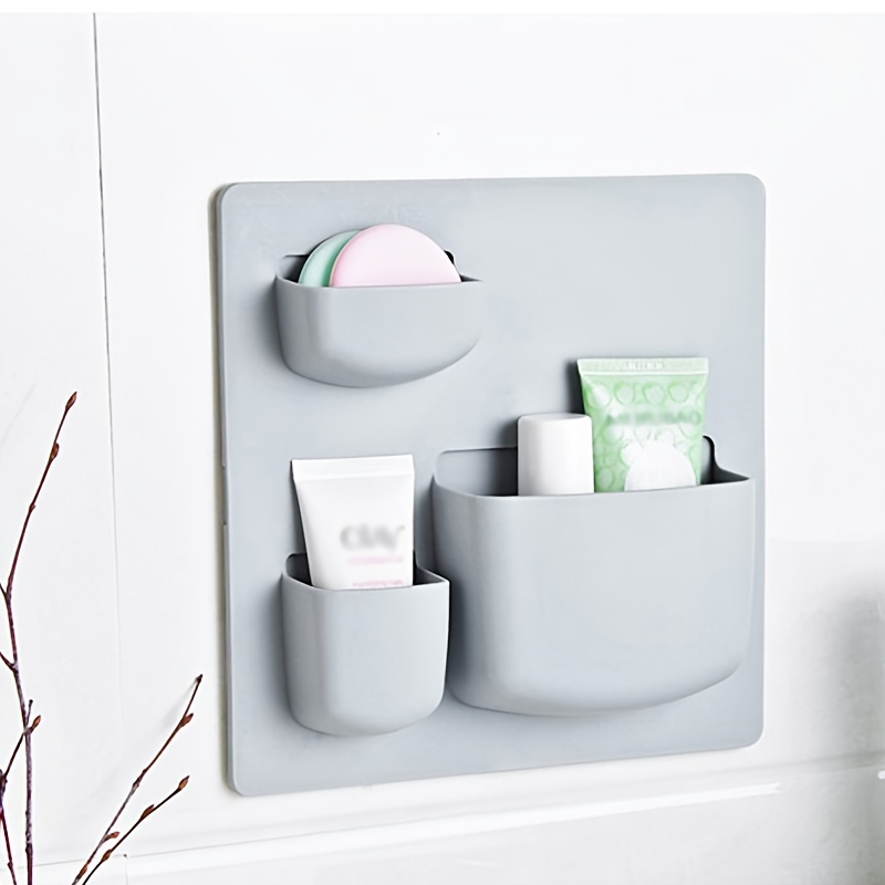 1pc adhesive wall storage rack bathroom wall storage rack refrigerator shelf no punching wall hanging storage rack details 5