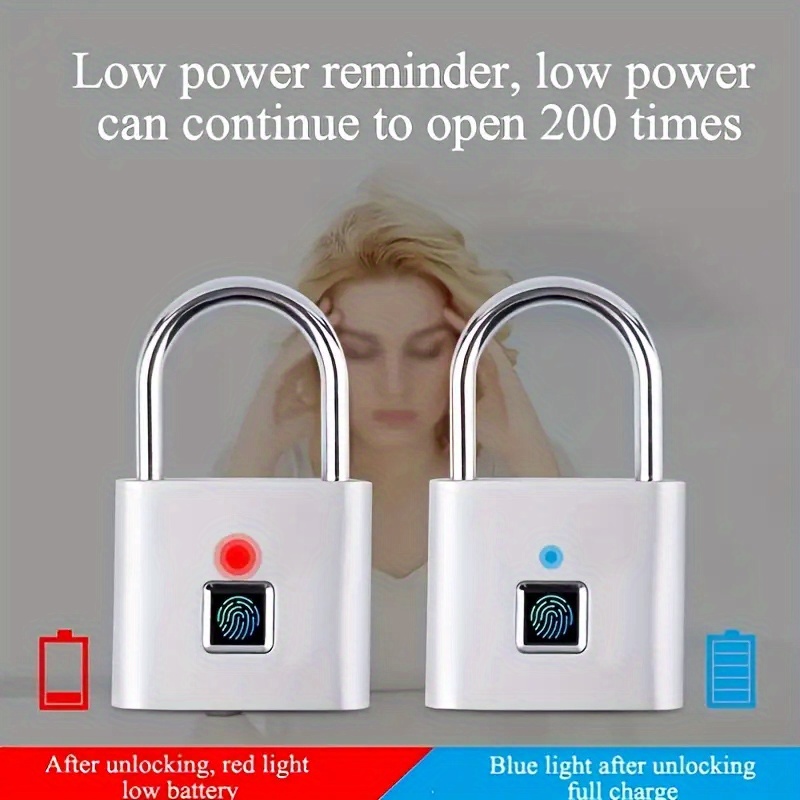 1pc mini smart fingerprint padlock waterproof security door lock antitheft keyless usb rechargeable lock for suitcase luggage details 4