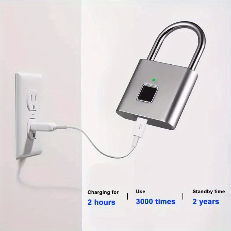 1pc mini smart fingerprint padlock waterproof security door lock antitheft keyless usb rechargeable lock for suitcase luggage details 5