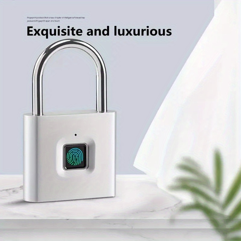 1pc mini smart fingerprint padlock waterproof security door lock antitheft keyless usb rechargeable lock for suitcase luggage details 7