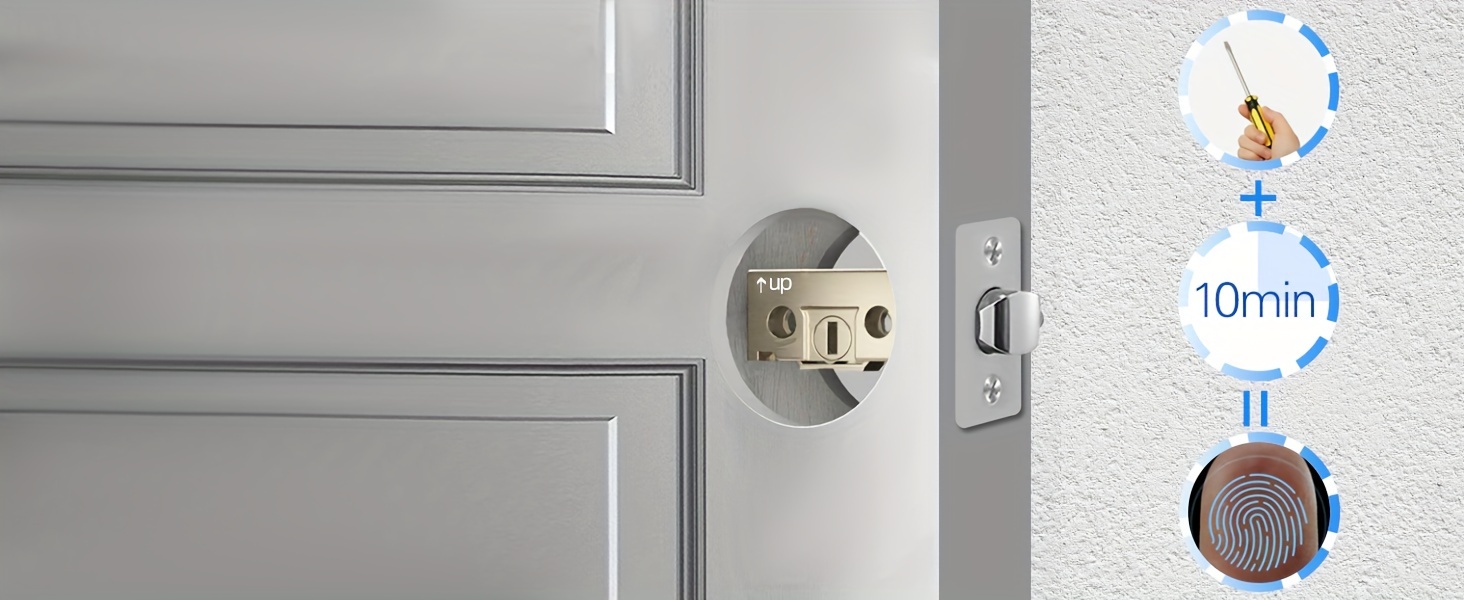 fingerprint door lock smart door knob biometric door knob with app control easy to install up to 20 thumbs suitable for bedrooms cloakroom garage offices hotels matte black without battery details 7