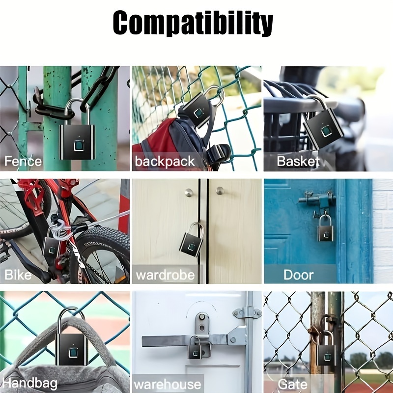 Smart Fingerprint Padlock USB Rechargeable Door Lock Biometric Thumbprint Door Padlocks Zinc Alloy Smart Life Unlock details 6