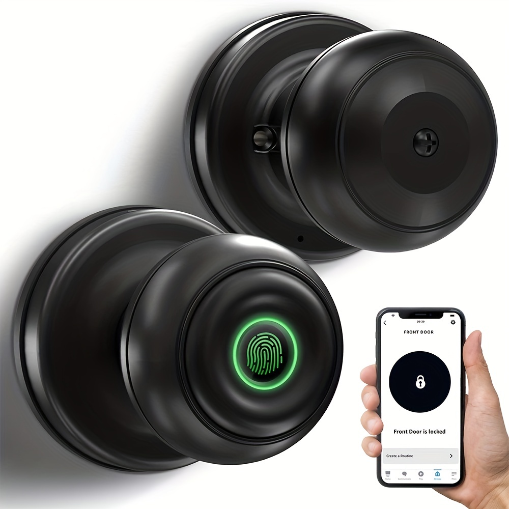 smart door knob fingerprint door lock smart lock biometric door lock fingerprint door knob with app control great for bedrooms cloakroom apartments offices hotels q01y details 0