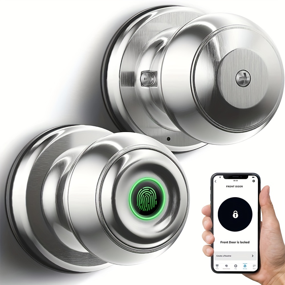smart door knob fingerprint door lock smart lock biometric door lock fingerprint door knob with app control great for bedrooms cloakroom apartments offices hotels q01y details 1