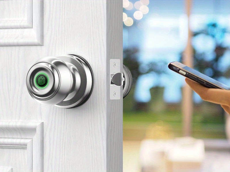 smart door knob fingerprint door lock smart lock biometric door lock fingerprint door knob with app control great for bedrooms cloakroom apartments offices hotels q01y details 5