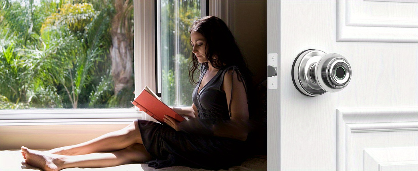 smart door knob fingerprint door lock smart lock biometric door lock fingerprint door knob with app control great for bedrooms cloakroom apartments offices hotels q01y details 9