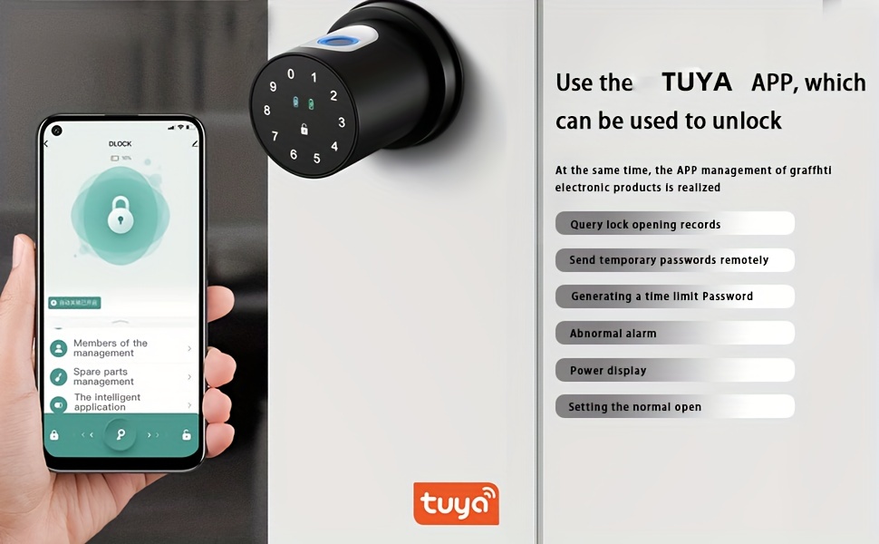 fingerprint door lock keyless entry door lock smart door knob with passcode smart app fingerprint and keys tuya app details 3