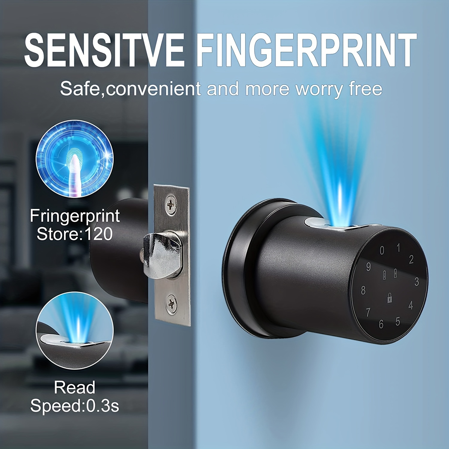fingerprint door lock keyless entry door lock smart door knob with passcode smart app fingerprint and keys tuya app details 5