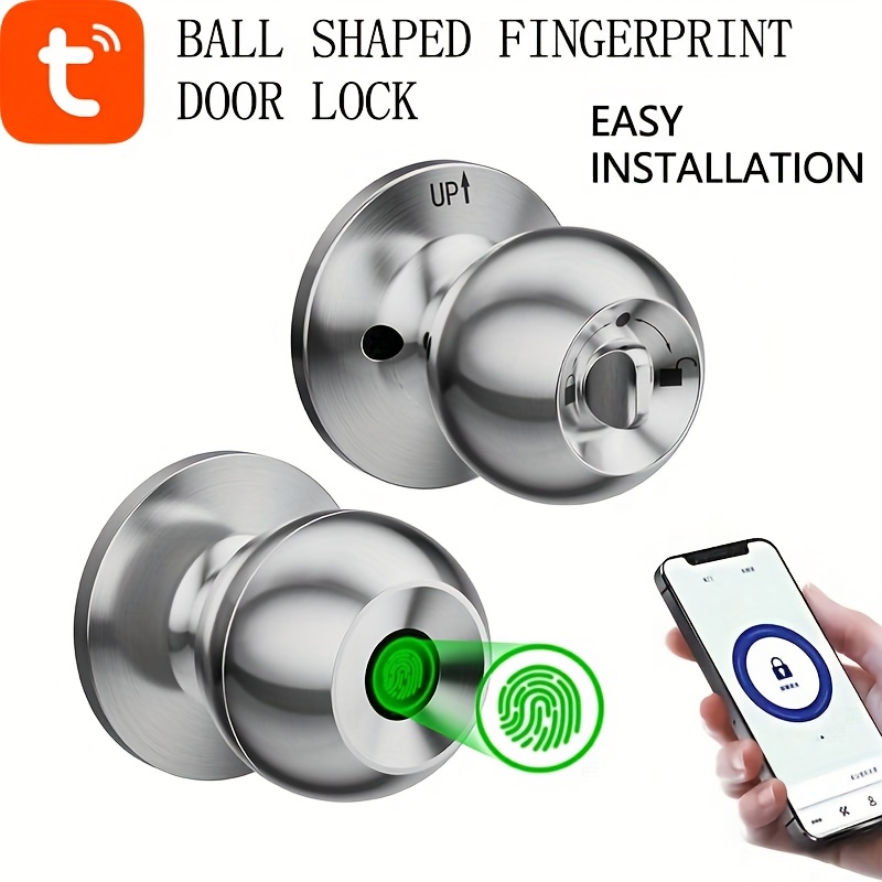 smart door knob, smart door knob fingerprint door lock smart lock biometric door lock fingerprint door knob with tuya app control suitable for bedroom cloakroom apartments offices hotels details 0