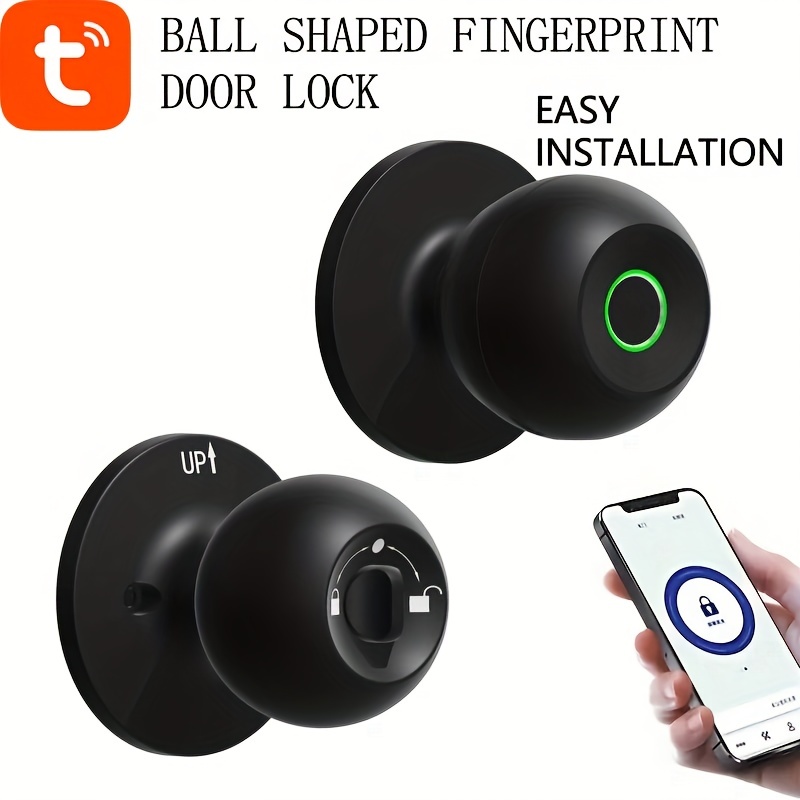 smart door knob, smart door knob fingerprint door lock smart lock biometric door lock fingerprint door knob with tuya app control suitable for bedroom cloakroom apartments offices hotels details 1