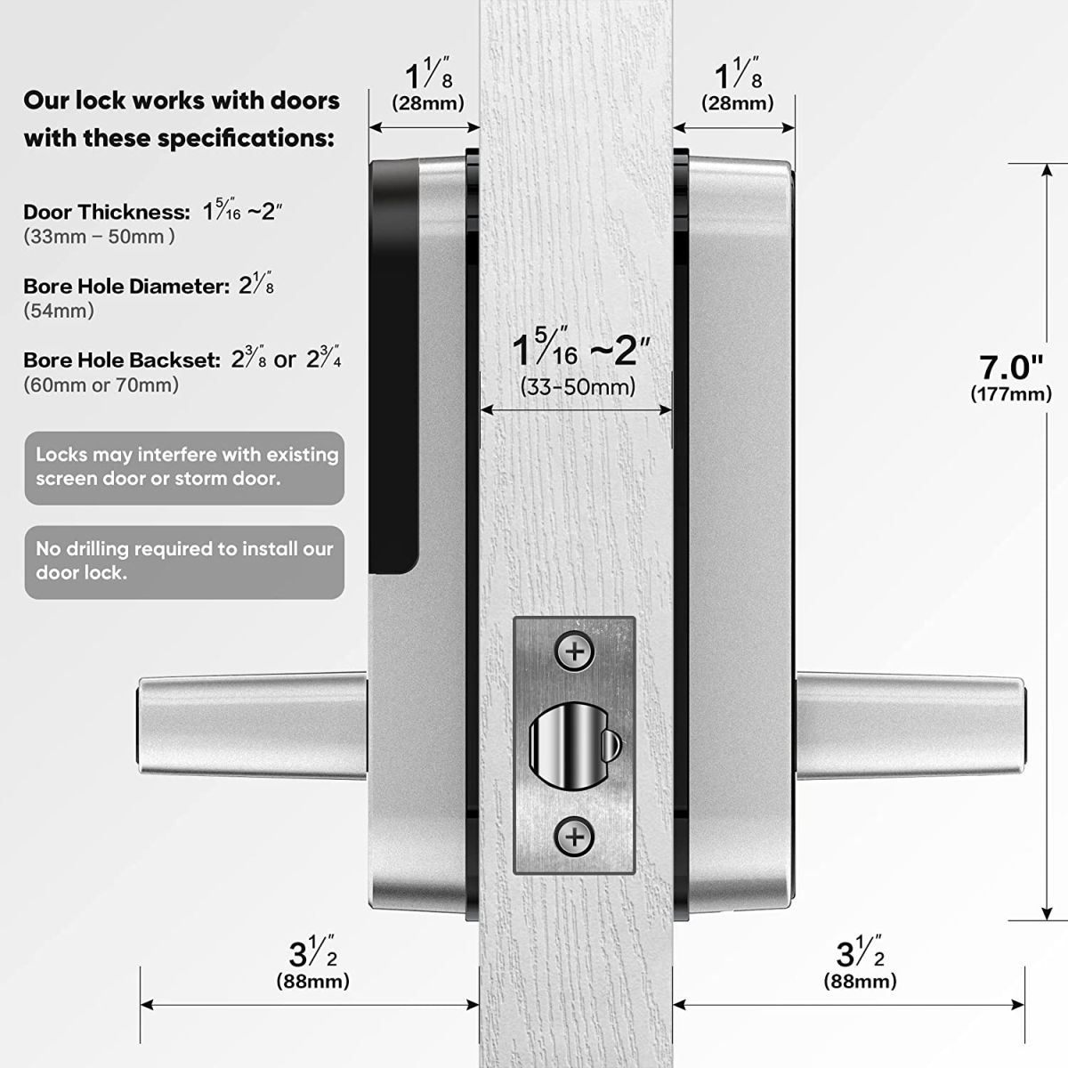 smart 5 in 1 door lock with handle biometric technology storage memory function details 0