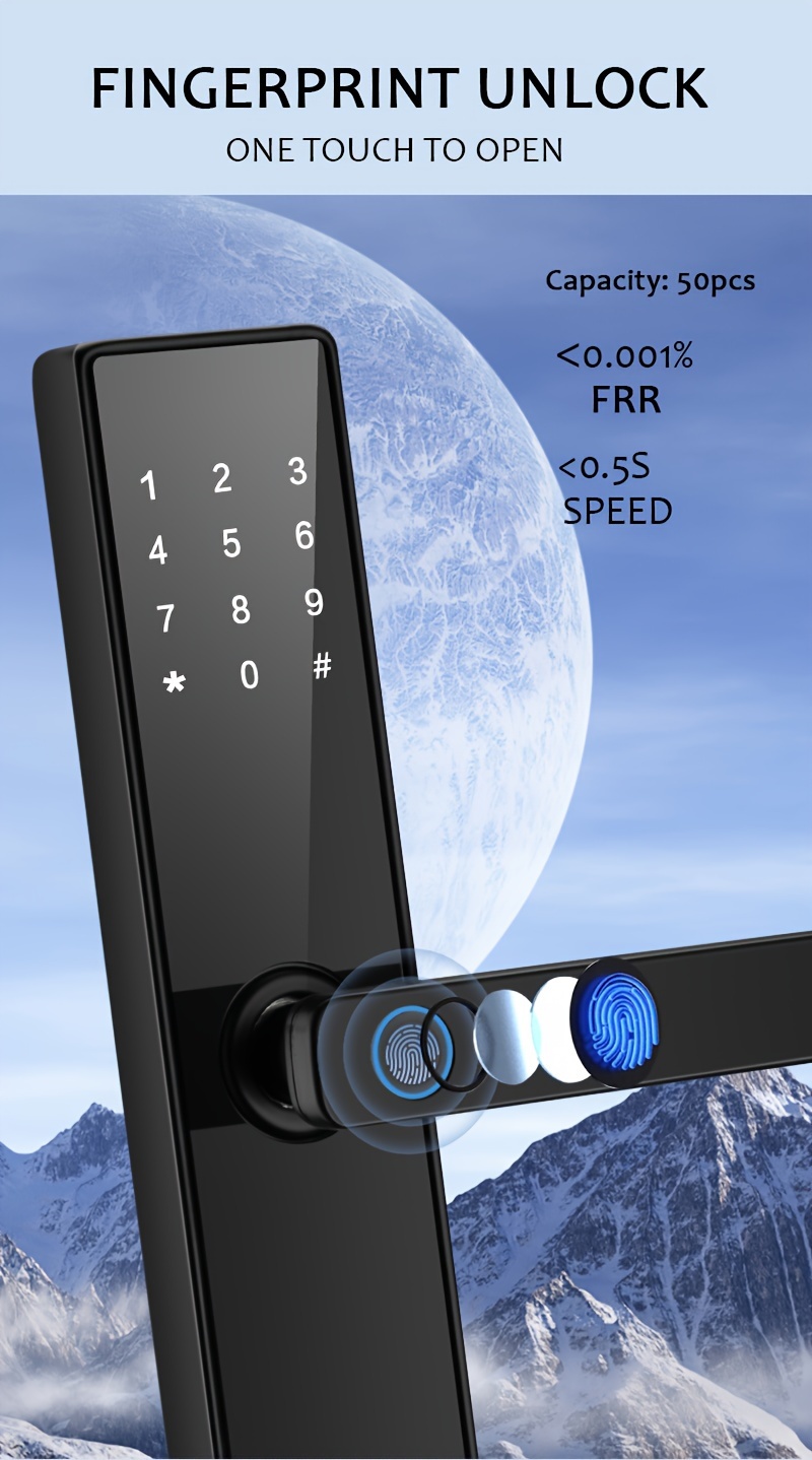 wafu tuya smart fingerprint door lock keyless entry door lock for home hotel office airbnb wireless digital electric door lock details 1