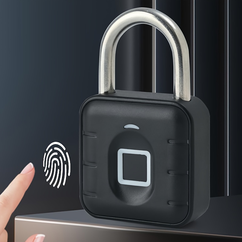 Fingerprint Padlock, Smart Padlock, Locker Lock, Biometric Metal Keyless Fingerprint Lock, Waterproof, For Gym Locker, School Locker, Luggage, Backpack, Suitcase, Black details 0