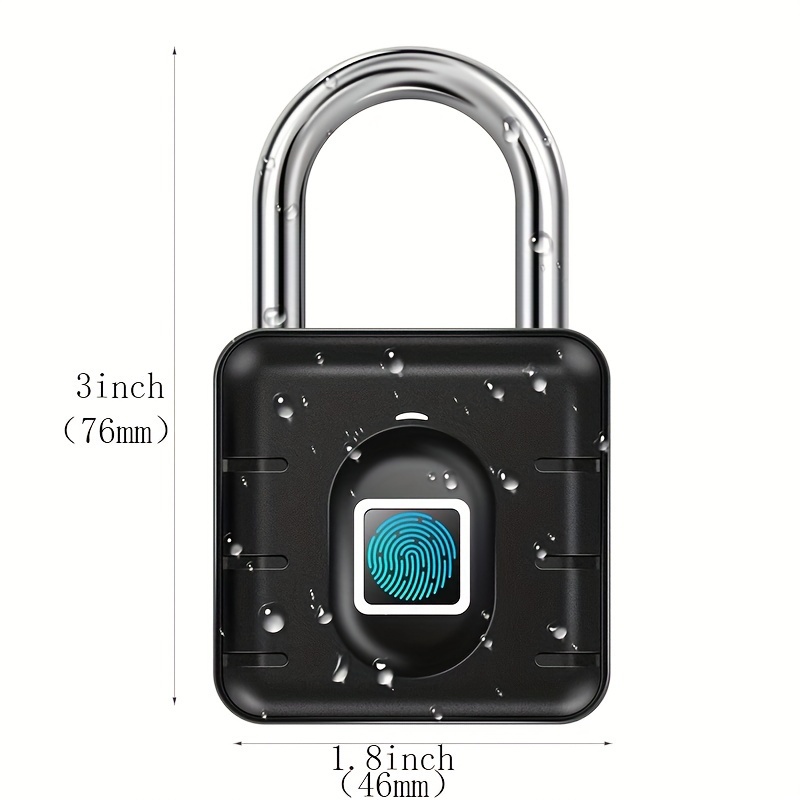 Fingerprint Padlock, Smart Padlock, Locker Lock, Biometric Metal Keyless Fingerprint Lock, Waterproof, For Gym Locker, School Locker, Luggage, Backpack, Suitcase, Black details 1