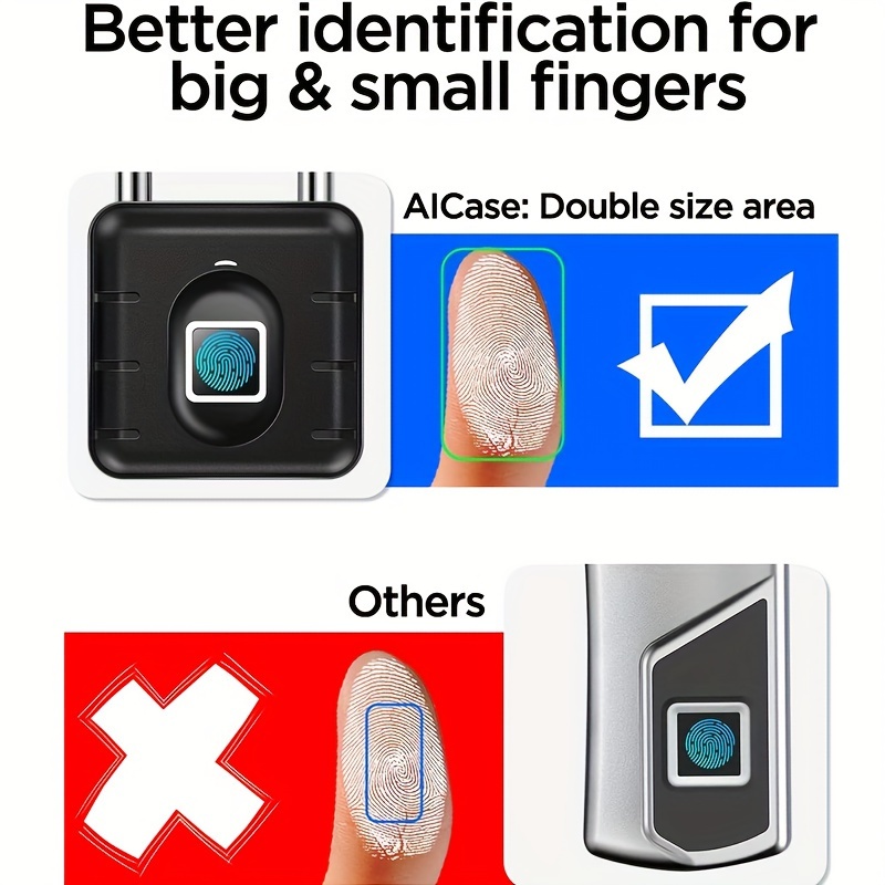 Fingerprint Padlock, Smart Padlock, Locker Lock, Biometric Metal Keyless Fingerprint Lock, Waterproof, For Gym Locker, School Locker, Luggage, Backpack, Suitcase, Black details 5
