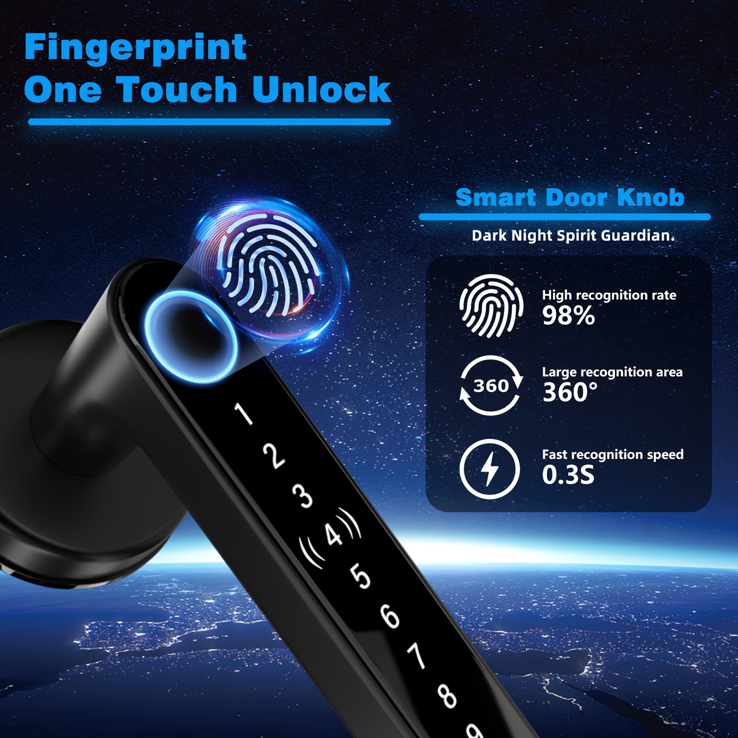 Smart Fingerprint Door Lock Waterproof Door Lock Fingerprint/Code/Key Card/Key 4-1 Unlock Way Gift For Birthday/Easter/President s Day(AA Battery Included) details 2