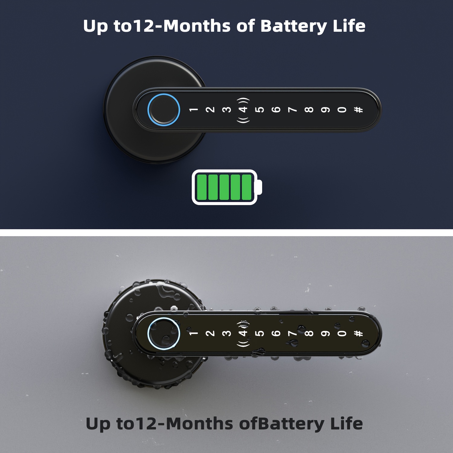 Smart Fingerprint Door Lock Waterproof Door Lock Fingerprint/Code/Key Card/Key 4-1 Unlock Way Gift For Birthday/Easter/President s Day(AA Battery Included) details 3