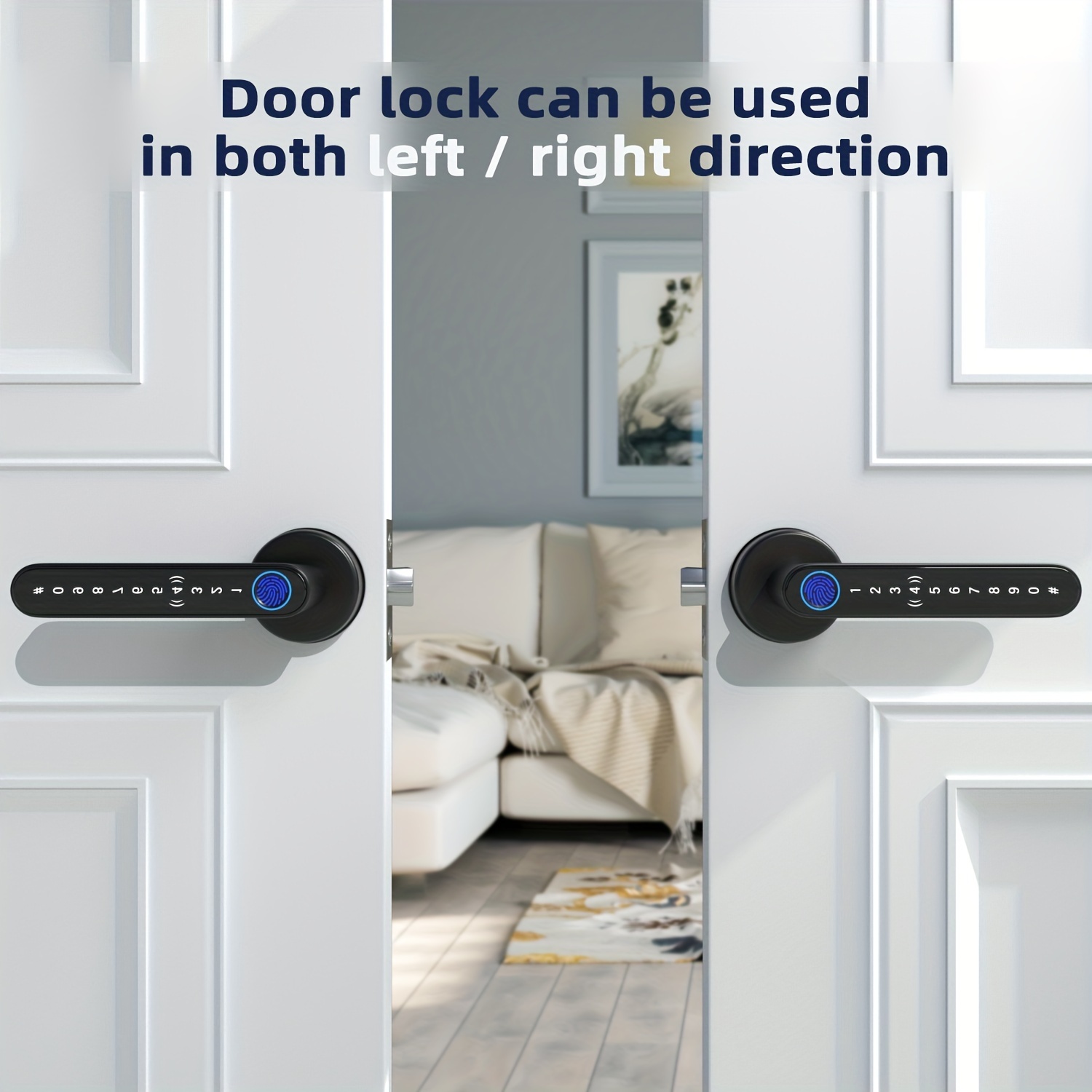 Smart Fingerprint Door Lock Waterproof Door Lock Fingerprint/Code/Key Card/Key 4-1 Unlock Way Gift For Birthday/Easter/President s Day(AA Battery Included) details 4