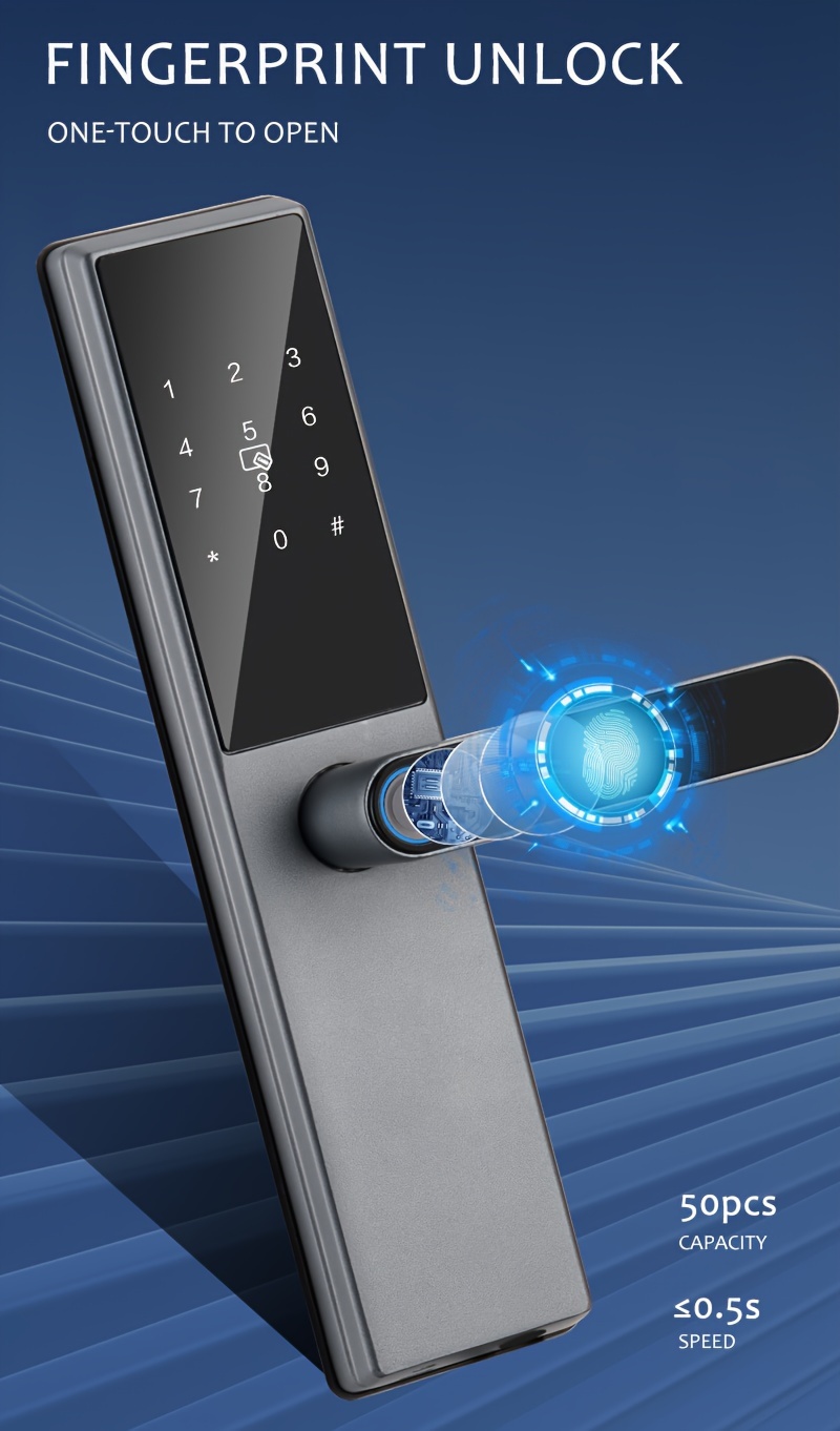 lock fingerprint smart door lock wireless biometric digital electric hotel door lock for home hotel office airbnb details 1