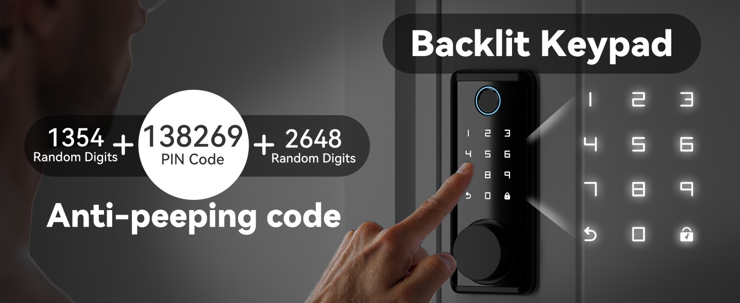 BULIST Smart Lock, Fingerprint Door Lock, Keyless Entry Door Lock, Touchscreen-Backlit Keypad Deadbolt - Tuya APP Full Control, Easy Installation and Programming - Black(Sales only in North America) details 2