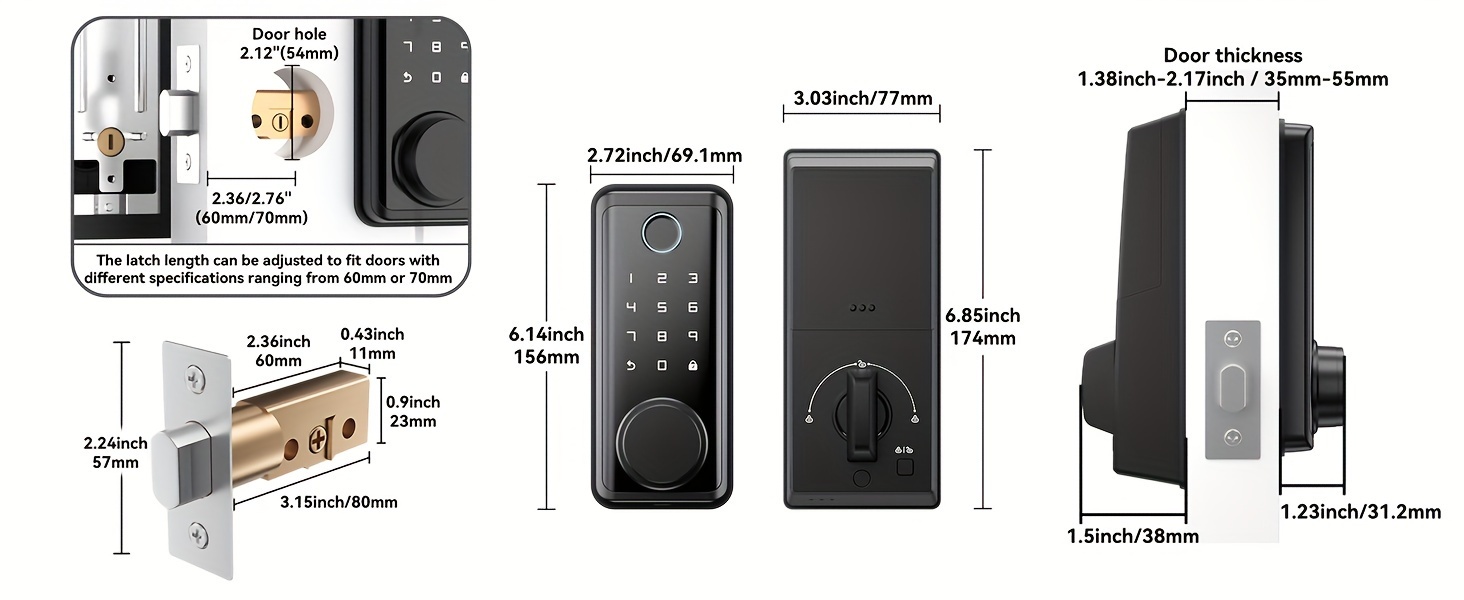 BULIST Smart Lock, Fingerprint Door Lock, Keyless Entry Door Lock, Touchscreen-Backlit Keypad Deadbolt - Tuya APP Full Control, Easy Installation and Programming - Black(Sales only in North America) details 10