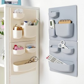 1pc Adhesive Wall Storage Rack, Bathroom Wall Storage Rack, Refrigerator Shelf, No Punching Wall Hanging Storage Rack
