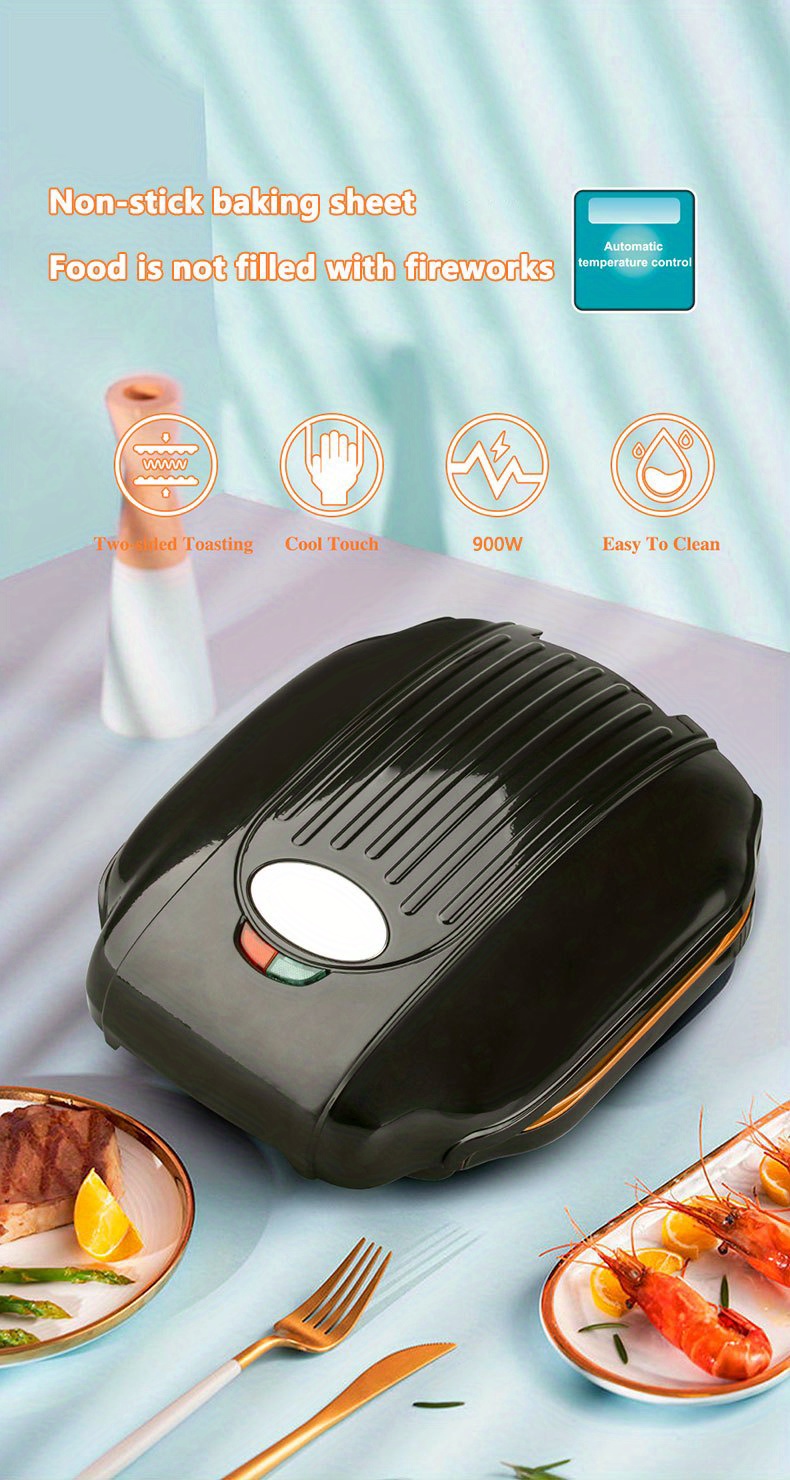 plug panini press, us plug panini press 900w sandwich maker electric indoor grill upright storage nonstick easy clean grids stainless steel handle easy cleanupwith dishwasher safe drip tray nonstick plates and includedspatula scraper tool details 0