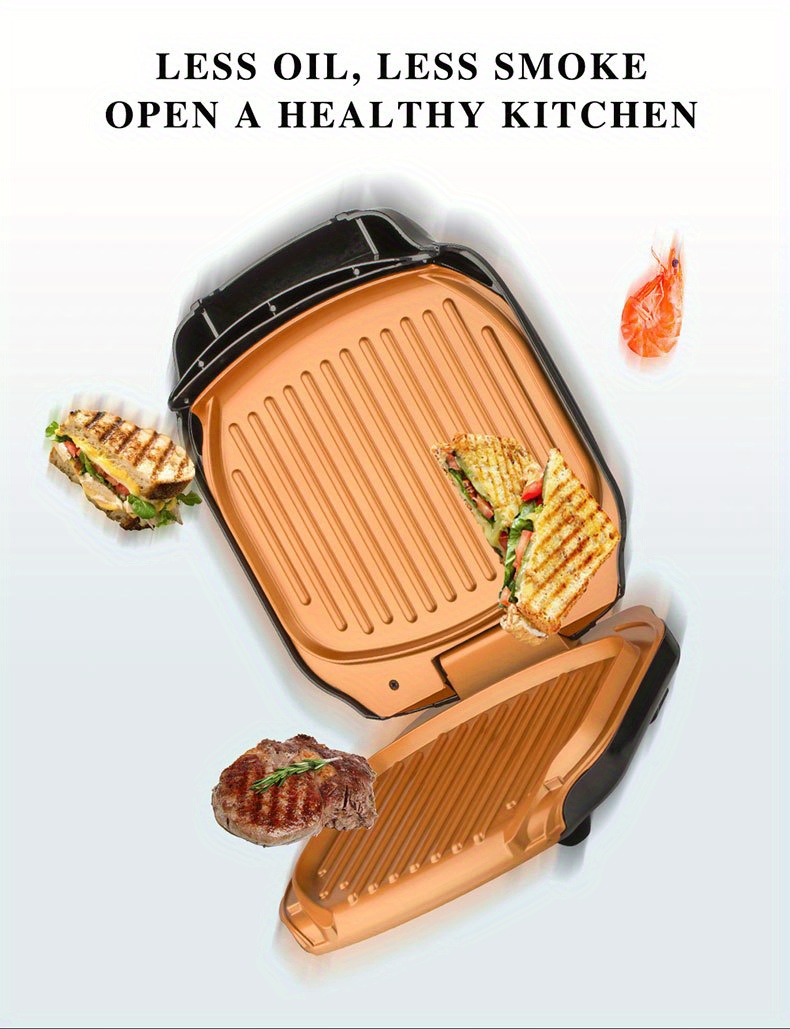 plug panini press, us plug panini press 900w sandwich maker electric indoor grill upright storage nonstick easy clean grids stainless steel handle easy cleanupwith dishwasher safe drip tray nonstick plates and includedspatula scraper tool details 6